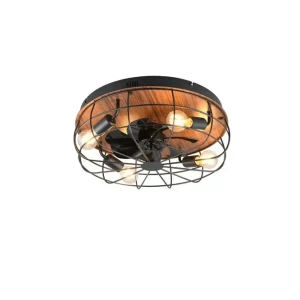 Bedste pris | Trio Lighting Ventilator TRIO Trondheim Mat sort/træ Mat sort/træ - Belysning