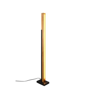 Dagens tilbud | Trio Lighting Kerala LED-gulvlampe MatSort/Træ - Belysning