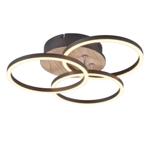 Tryg betaling - Trio Lighting Trio Lighting Circle LED Loftlampe Matsort/Træ - Belysning