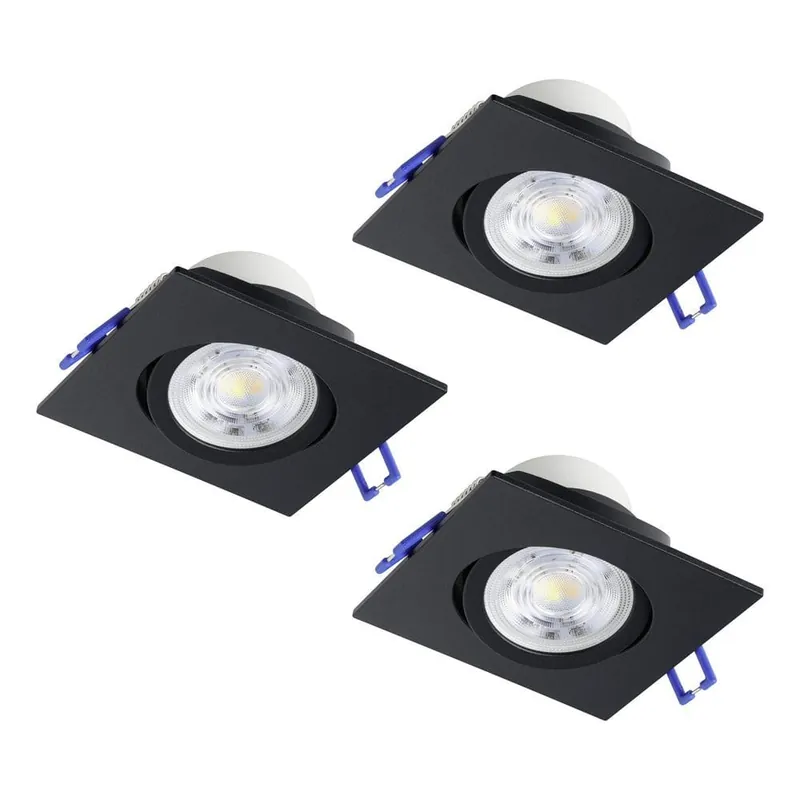 Begrænset lager | Indbygget Lampe Saliceto 88x88 mm 2700K sæt om 3 Sort - Belysning