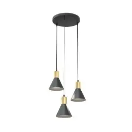 Bedst sælgende - Emibig Pendel Lampe Rosa Stål Sort Egnet Til 3x E27 - Max 15W