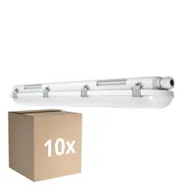 Toppris - Fordelspakke 10x Ledvance LED Vandtæt Lysrender Fugttæt Value 9W 1080lm - 840 Kold Hvid 60cm