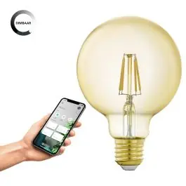 Begrænset antal - Eglo Connect.Z Smart LED E27 Globe Filament Klar 4.9W 500lm - 822 Ekstra Varm Hvid Dæmpbar - Erstatter 40W