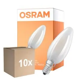 Bestil online - Fordelspakke 10x Osram LED Superstar E14 Kerte Filament Matt 3.4W 470lm - 940 Kold Hvid Bedste Farvegengivelse - Dæmpbar - Erstatter 40W