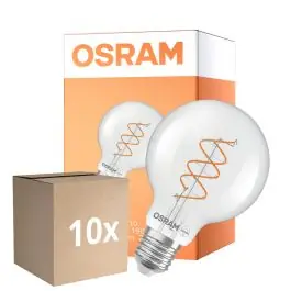 Fordelspakke 10x Osram Vintage 1906 LED E27 Globe Filament Twist Klar 7.2W 806lm - 927 Ekstra Varm Hvid Bedste Farvegengivelse - Dæmpbar - Erstatter 60W - Bestil i dag