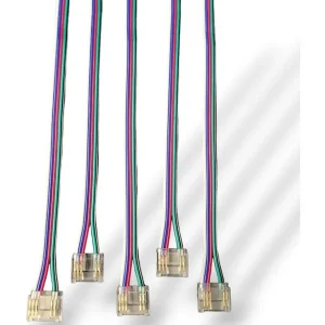 Bedste pris | SmartClip til 12mm RGBW COB LED Bånd m. 10cm ledning - 5-pak