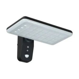 Begrænset lager | V-Tac 15W Solcelle væglampe LED - Sort, sensor, IP65, 2000lm (3 års producentgaranti)