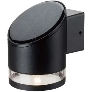 V-Tac 1W Solcelle Væglampe LED - Sort, Rund, IP54, 70lm, 3 års Producentgaranti - Mest solgt