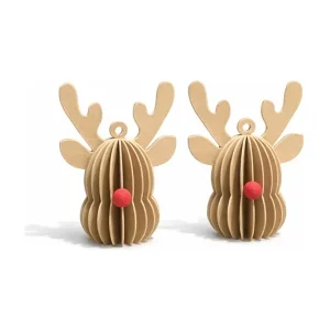 Direkte fra fabrikken - Mumi3D - mini juleophæng - rensdyr - beige - 6 cm - 2 stk.