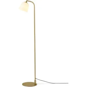 Eftertragtet - ROOM 49 GULVLAMPE SORT ANTIK MESSING OG OPAL GLAS