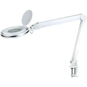 Sikker handel - Magnifying LUP Large LED Bordlampe - Halo Design (Hvid Aluminium)