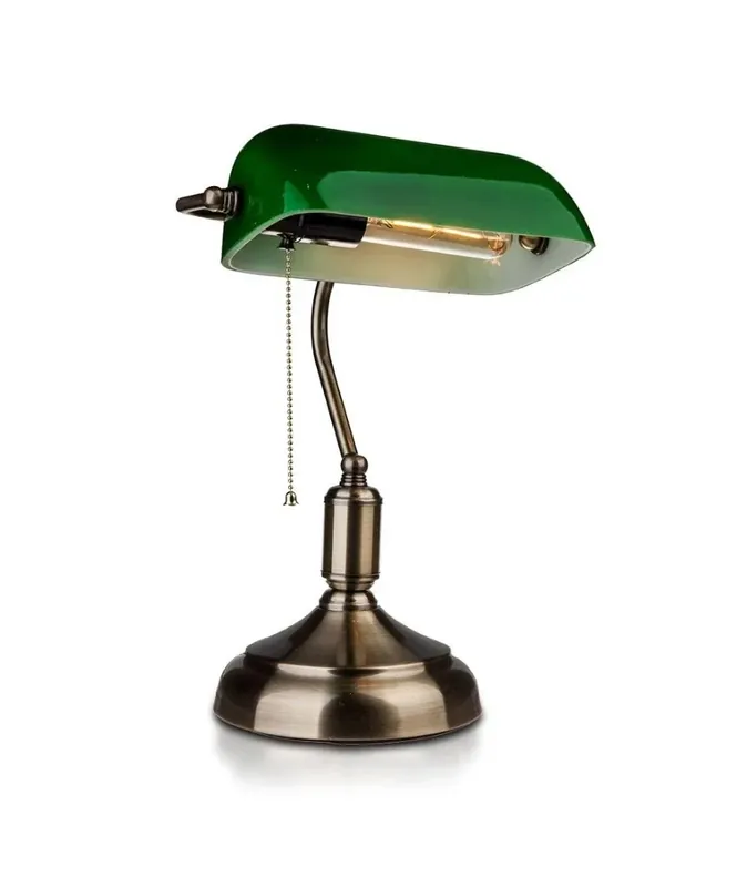Klassisk skrivebordslampe med grønt glas - vintage stil - Kun denne uge