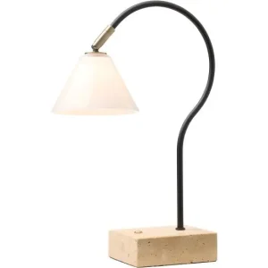 På lager - QUESTION PORTABLE BORDLAMPE SORT ANTIK MESSING/OPAL GLAS