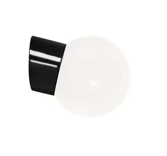 Nedsat pris | Classic Globe 150 væglampe IP54, sort/blank opal