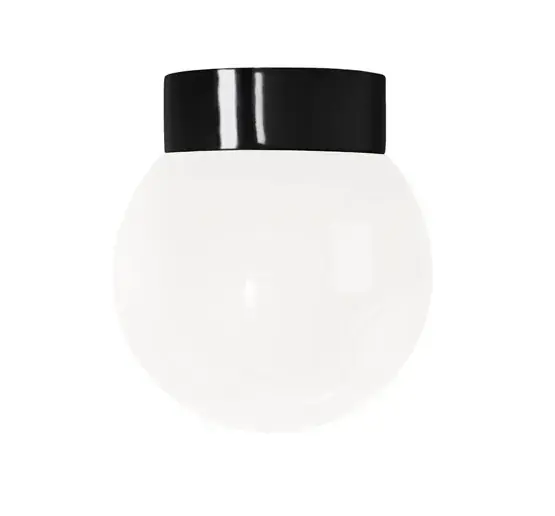 Classic Globe 200 loftlampe / væglampe IP44, sort/blank opal - Klar til afsendelse