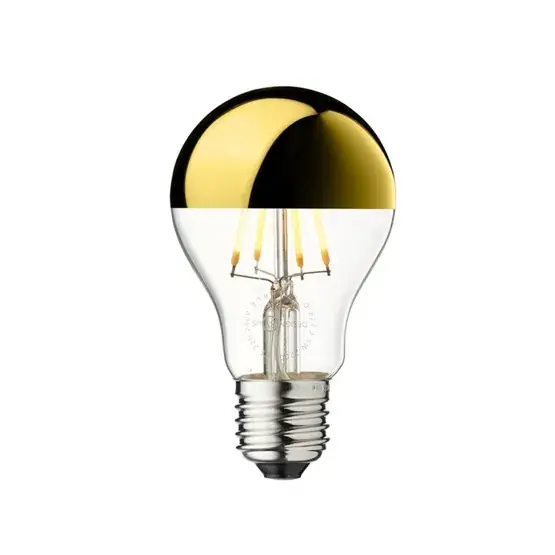 Arbitrary pære Ø60 crown E27 topforspejlet guldfarvet - Bestseller