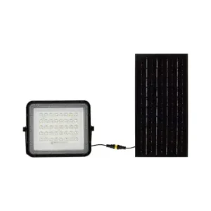 10W Solara LED projektør med solcelle800lm, IP65, kold hvid, inkl. fjernbetjening og solcellepanel | Mest solgt