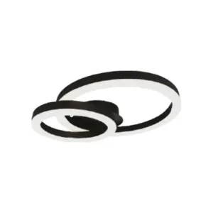 20W LED designer loftlampeTo overlappende ringe, Ø45cm, sort, 3000K, 105lm/W | Ekstra rabat