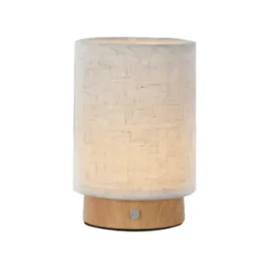 V-Tac opladelig bordlampeTouch dæmpbar, træ-finish, beige skærm - Hurtig afsendelse