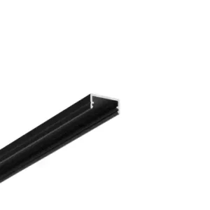 2m aluprofil BEGTON12 J/SSort anodiseret, påbygning, LED skinne | Hurtig forsendelse