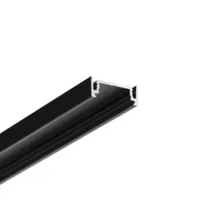 2m aluprofil SURFACE14.V2 EE7F/YSort anodiseret, påbygning, LED skinne | Kampagnepris