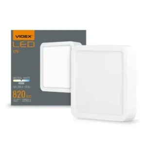 12W kvadratisk LED påbygningspanel820lm, 4000K, hvid kant, 14,2 x 14,2 cm - Rabat