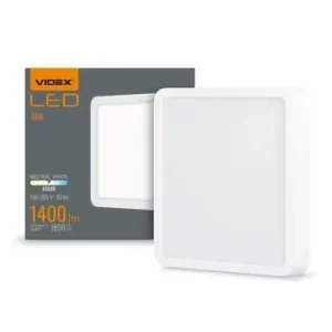 18W LED påbygningspanel1400lm, 4000K, hvid, 19,2 x 19,2 cm, IP20 indendørs | Kampagnepris