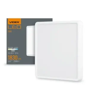 24W LED påbygningspanel, 4000K2500lm, 19,2 x 19,2 cm, sort kant, IP20 indendørs | Supergod pris