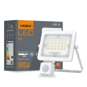 10W LED projektør med sensor100lm/W, IP65, 5000K, sort | Ny på lager