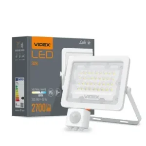 30W Luka LED projektør med sensor90lm/W, IP65, hvid, 5000K, udendørs - Bedste pris