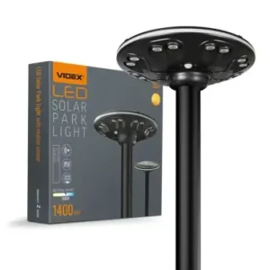 12W Solara LED parklampe med sensor1400lm, IP54, 360 grader, 3.2V, CCT, sort finish - Bestil nemt