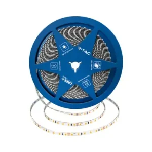 120 VT-2835 LED-lysbånd 8W/mCree chip 3000K IP20 24V 5mm dobbelt PCB (10m/rulle)(pris/m) - Toppris