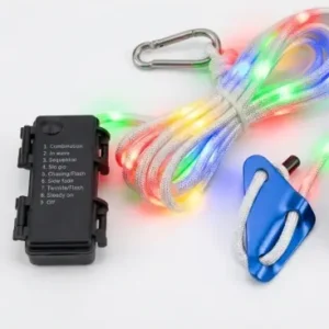 5m hvidt reb med RGB lysMed karabinhage, maks. 80kg belastning - Spar nu