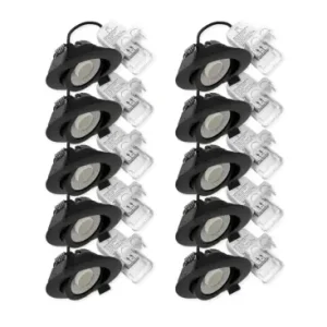 10x 7W lavprofil indbygningsspot RA96DimToWarm+CCT, Hul Ø6,8 cm, Mål Ø8,3 cm, sort kant, dæmpbar - Mest solgt