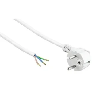 1,5 meter strømkabel250V, IP20 indendørs, Hvid, Schuko stik og afisolerede ledninger, 16A - Kun denne uge
