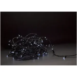 5 m. kold hvid LED julelyskæde50 LED, IP44 udendørs, IR fjernbetjening, timer, batteri | Så længe lager haves