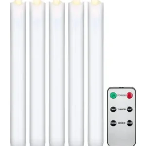 Leveres hurtigt | 5-pak hvide LED stearinlys inkl. fjernbetjening Batteri