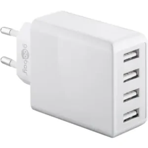 Sidste chance - Goobay 30W USB oplader, 4 porte USB-A, Hvid