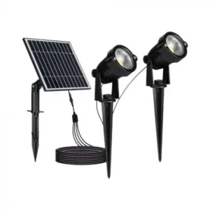 V-Tac 2x1.2W Solcelle havelamper LEDSort, med spyd, IP65 | Godt tilbud