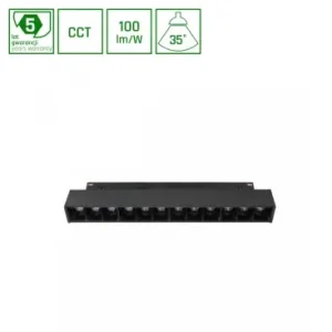 12W GRID S System Shift skinnespot, RA9048V, CCT, 35°, sort, 5 års garanti - Godt tilbud
