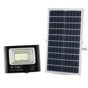 35W Solara LED projektør med solcelleDC 6.4V, 2450lm, IP65, sort, inkl. fjernbetjening | Hurtig forsendelse