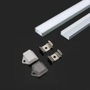 2m aluprofil monteringssætInkl. monteringsklips, cover og endestykker, 15,55x5,9mm - Hurtig levering