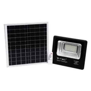 20W solcelle LED projektør1650lm, IP65, 6000K, sort, inkl. solpanel og fjernbetjening - Stærkt tilbud