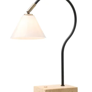 Nu tilgængelig | Question Portable Table Lamp - Sort Antique Messing Opal Glas